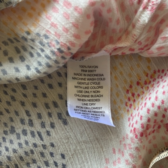 a.n.a A New Approach Pink Blue Yellow Pastel Dot Pattern Wrap Top Relaxed Fit PL - Picture 6 of 10